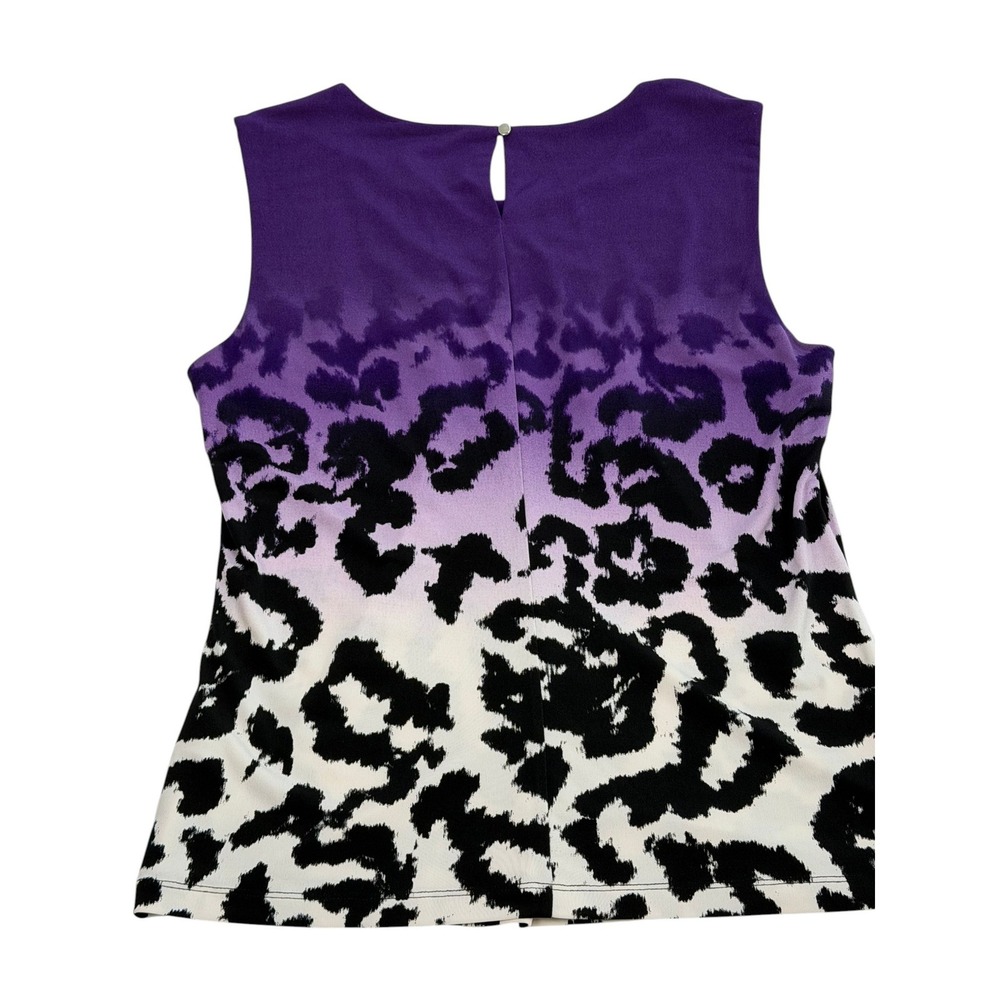 Calvin Klein Purple Ombre Leopard Print Pleated Shell Top Women's Large - Picture 3 of 6